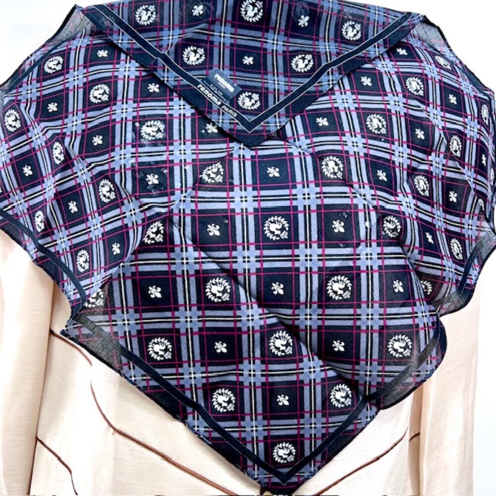 New Renoma Paris for Men Handkerchief costton/silk, 18" black gray Red Logo(40 - Picture 2 of 4